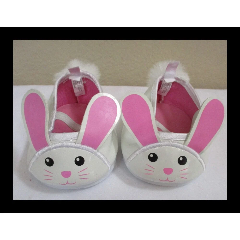 Build A Bear Workshop White Vinyl Bunny Rabbit Slip On Shoes